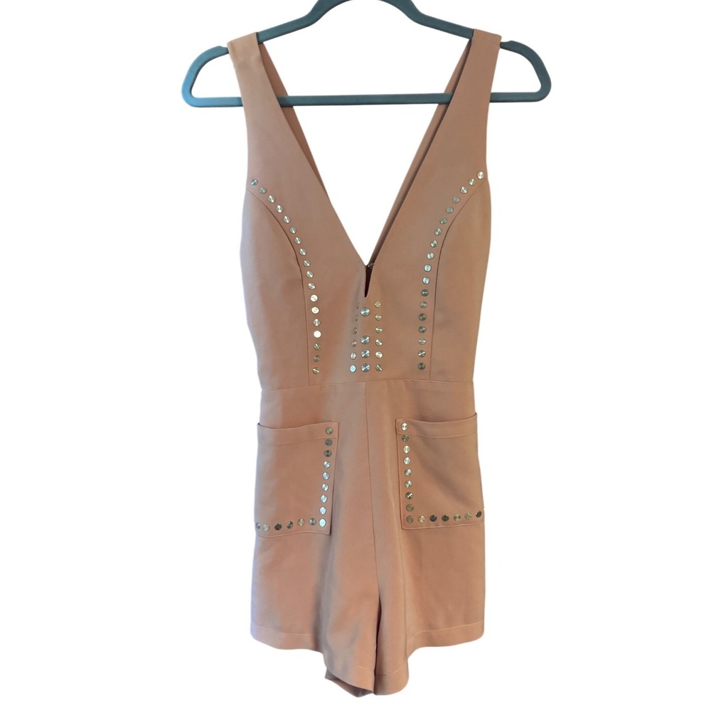 NBD x Navin Peach Studded V-Neck Romper Crisscross Back Jumpsuit medium